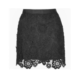 💥386 TopShop Embroidery Floral Lace Black Mini Skirt